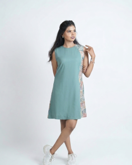 Chic Teal Color-Block Shift Dress