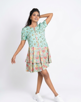 Whimsical mint green double layered mini dress