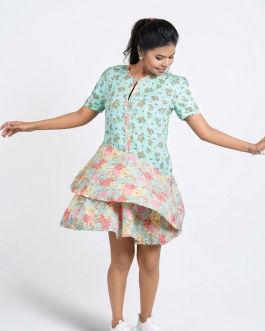 Whimsical mint green double layered mini dress